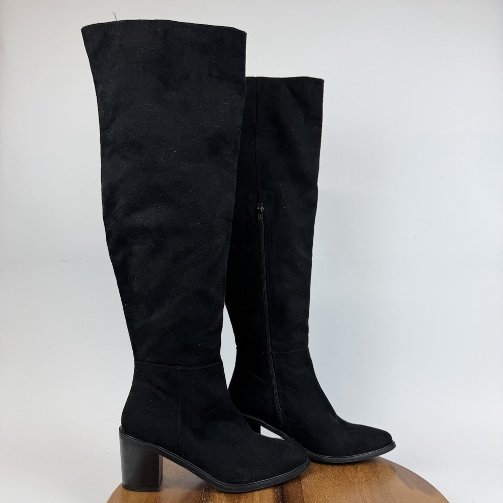 Womens Seychelles Paradise City Black Faux Suede Over The Knee Boots Size 9.5
